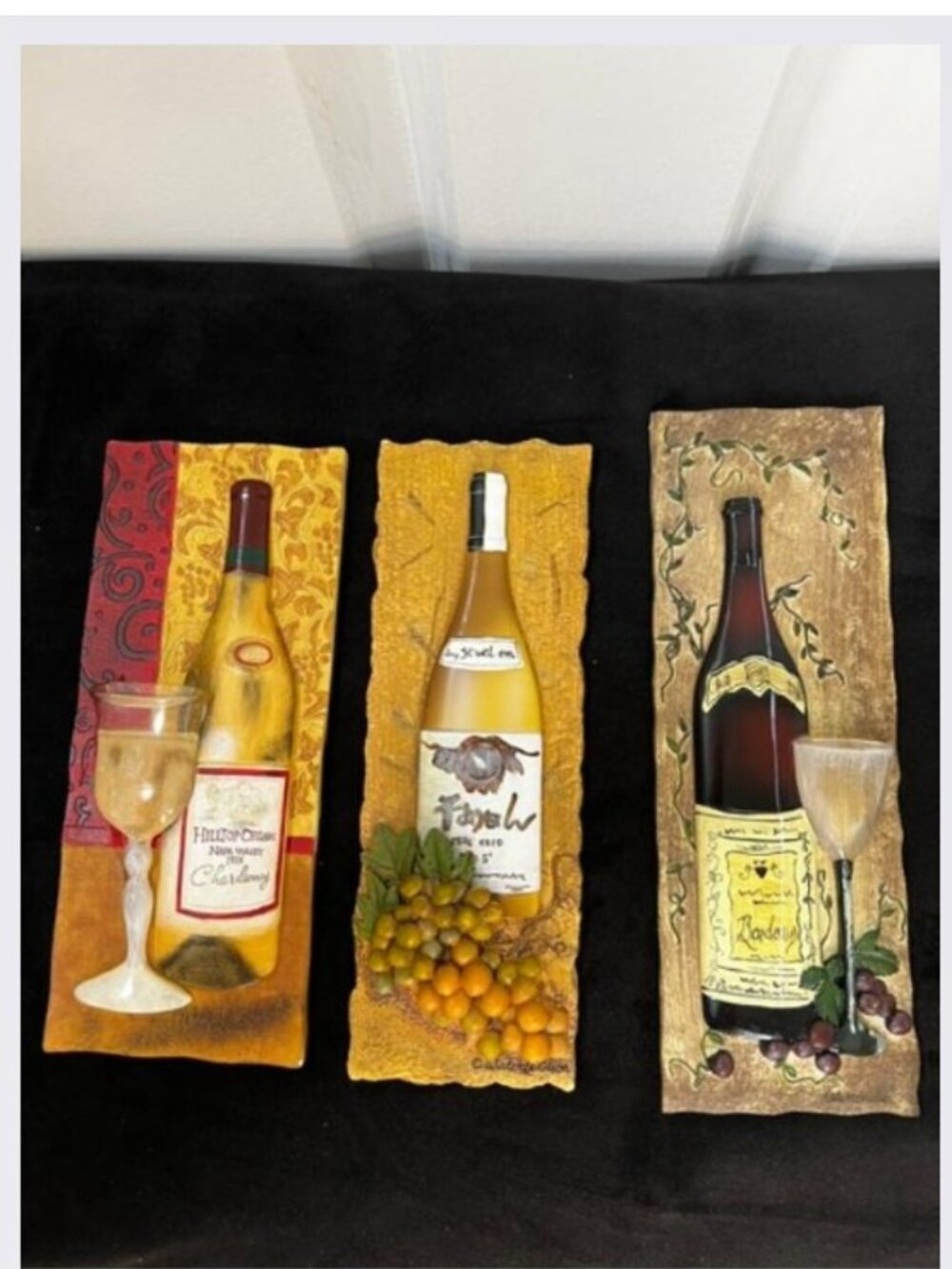 3D Art Wine Plaques: 1 with C. Winterle Olson, 1 with Kate McRostie (Set of 3)